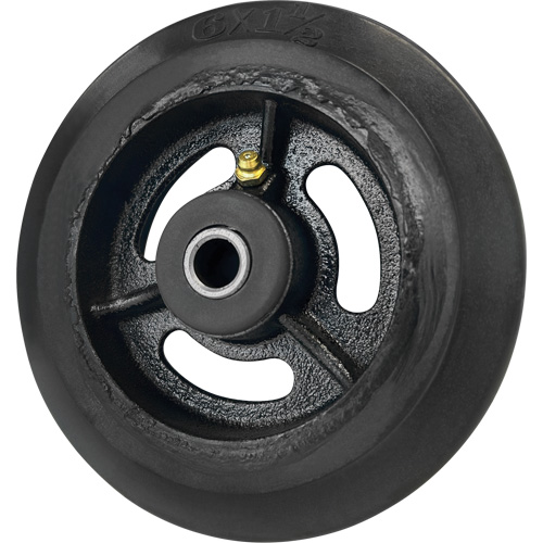 Mold-On Rubber Wheel, 6'' (152 mm) Dia. x 1-1/2" (38 mm) W, 450 lbs. (204 kg.) Capacity Cintas