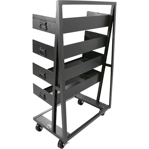 Chariot &agrave; cadre en A robuste &agrave; un c&ocirc;t&eacute; avec 4 grands plateaux, 38" x 25" x 63", Capacit&eacute; 2500 lb Cintas