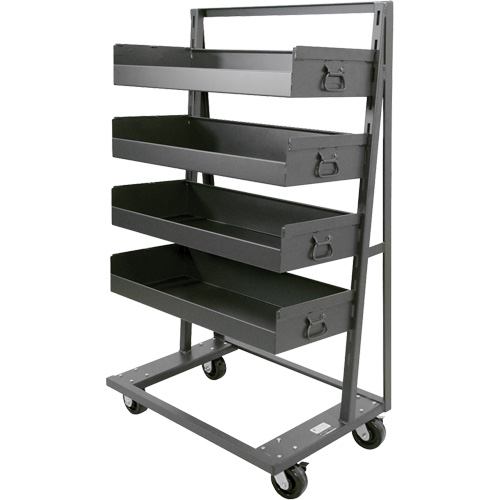 Single-Sided Heavy Duty A-Frame Cart with 4 Large Lipped Trays, 38" x 25" x 63", 2500 lbs. Capacity Cintas