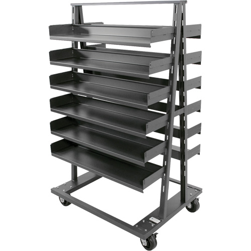 Double-Sided Heavy Duty A-Frame Cart with 12 Trays, 38" x 30" x 63", 2500 lbs. Capacity Cintas