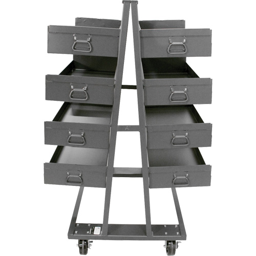 Double-Sided Heavy Duty A-Frame Cart with 8 Large Lipped Trays, 38" x 30" x 63", 2500 lbs. Capacity Cintas