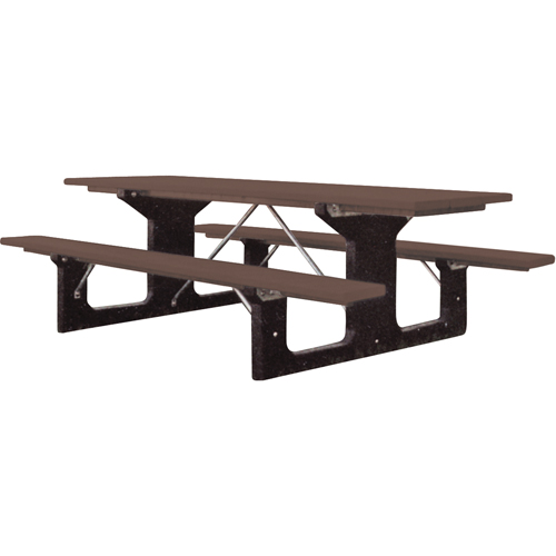 Recycled Plastic Picnic Tables, 6' L x 61-1/2" W, Brown Cintas