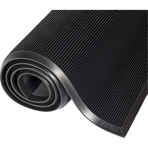 Tapis Mat-A-Dor, Caoutchouc, Grattoir Type, Motif Style pointe de doigt, 2' x 2-2/3', Noir Cintas