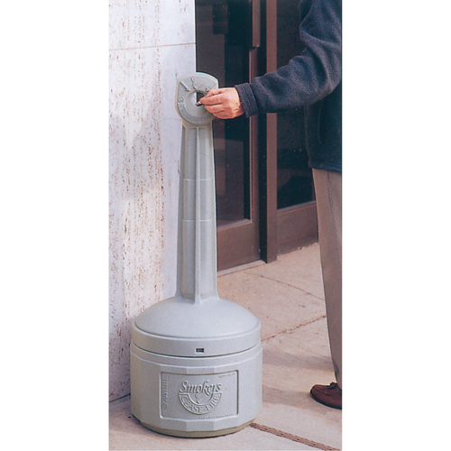 Smokers Cease-Fire&reg; Cigarette Butt Receptacle, Free-Standing, Plastic, 4 US gal. Capacity, 38-1/2" Height Cintas