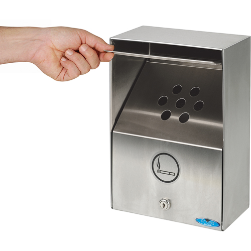 Cendriers, Montage mural, Acier inoxydable, Capacit&eacute; 3,3 litres, Hauteur 13-1/2" Cintas