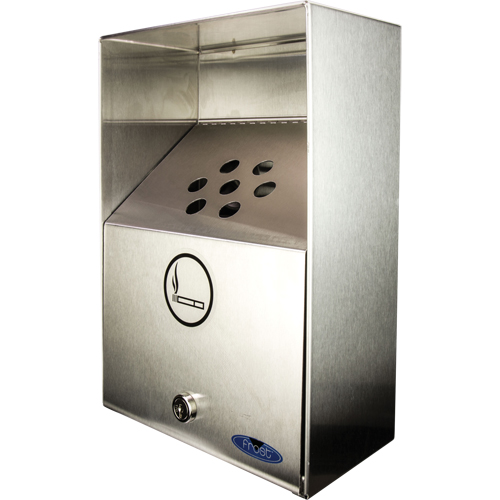 Smoking Receptacles, Wall-Mount, Stainless Steel, 3.3 Litres Capacity, 13-1/2" Height Cintas