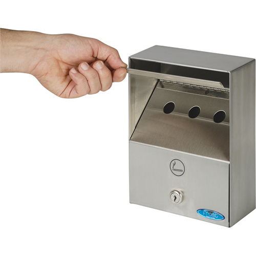 Smoking Receptacles, Wall-Mount, Stainless Steel, 1 Litres Capacity, 9" Height Cintas