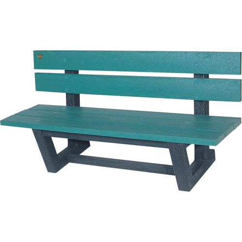Outdoor Park Benches, Recycled Plastic, 72" L x 23-3/16" W x 29-13/16" H, Green Cintas