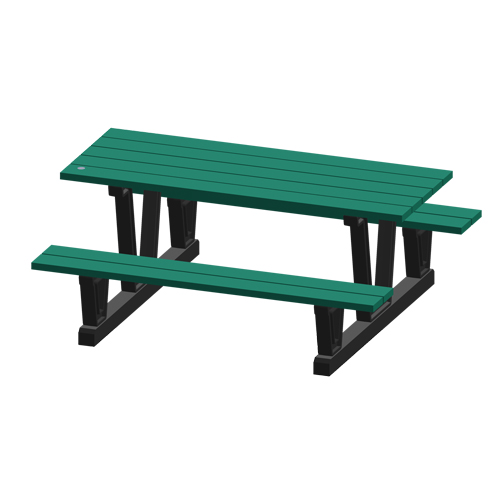 Recycled Plastic Outdoor Picnic Tables, 72" L x 60-5/16" W, Green Cintas