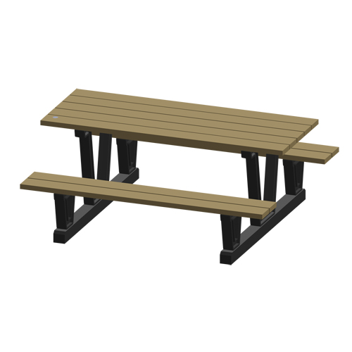 Recycled Plastic Outdoor Picnic Tables, 72" L x 60-5/16" W, Sand Cintas