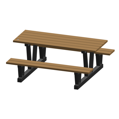 Recycled Plastic Outdoor Picnic Tables, 72" L x 60-5/16" W, Redwood Cintas