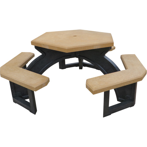 Tables de pique-nique hexagonales en plastique recycl&eacute;, 78" lo x 78" la, C&egrave;dre Cintas