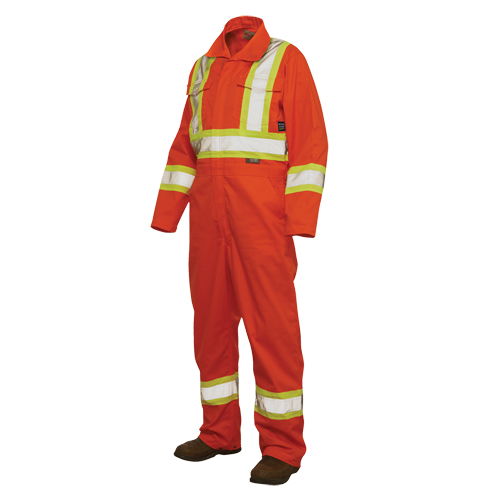 Combinaison de s&eacute;curit&eacute; non doubl&eacute;e, Grand, Orange haute visibilit&eacute; Cintas