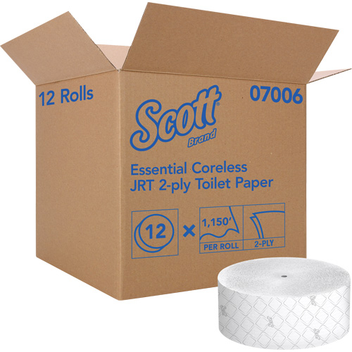 Scott&reg; Essential Toilet Paper, Jumbo/Coreless Roll, 2 Ply, 1150' Length, White Cintas