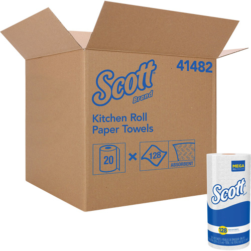 Scott&reg; Kitchen Roll Towels, 1 Ply, 128 Sheets/Roll, 11" W, 8.78" L Cintas