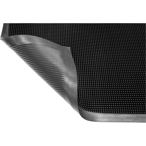 Gritstop Fingermat Matting, Rubber, Scraper Type, Textured Pattern, 2-2/3" x 3-3/4", Black Cintas