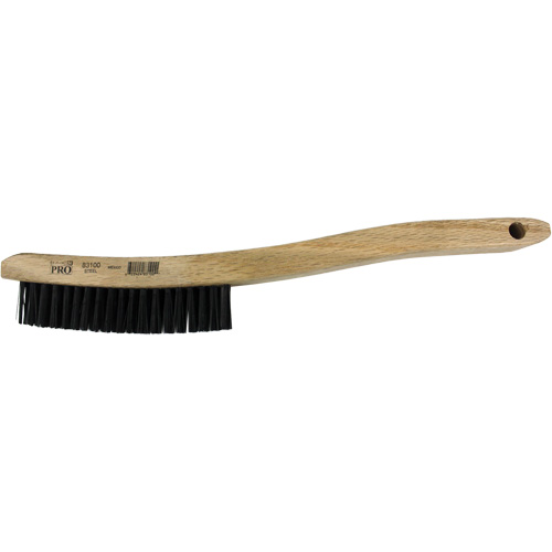 Curved Handle Scratch Brush, Steel, 3 x 19 Wire Rows, 13-3/4" Long Cintas