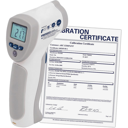 Thermom&egrave;tre &agrave; infrarouge alimentaire avec certificat de calibration, -4°- 392° F ( -20° - 200° C )/-58°- 4° F ( -50° - -20° C ), 8:1, &eacute;missivit&eacute; Fixe Cintas