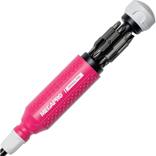 Original Pink 15-in-1 Multi-Bit Screwdriver, 8-37/50" L, Textured Handle Cintas