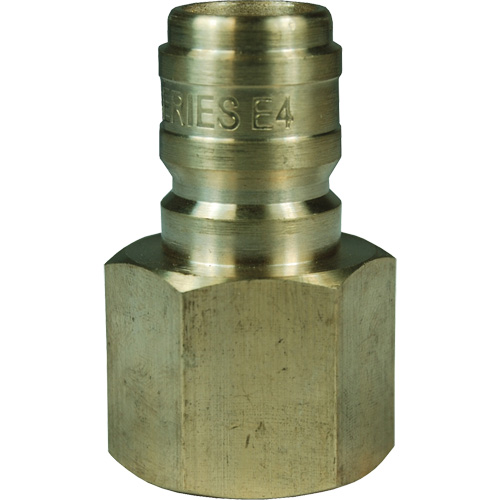 DQC E-Series Straight Through Interchange Plug, Brass, 3/4", Female NPTF, 1700 PSI Cintas