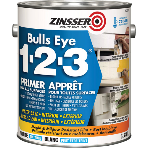 Bulls Eye 1-2-3&reg; Water-Base Primer, 3.78 L, Gallon, White Cintas