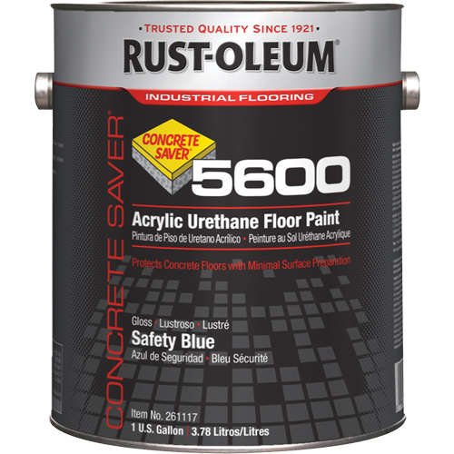 Concrete Saver 5600 System Acrylic Floor Paint, 1 gal., Water-Based, Gloss, Blue Cintas