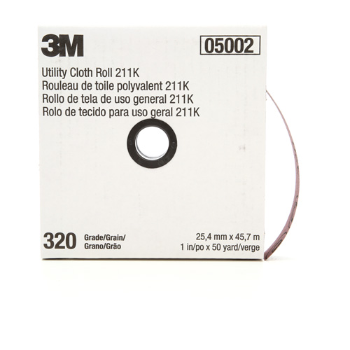 Rouleau de toile abrasive polyvalente 211K, Oxyde d'aluminium, 1" la x 150' lo, Grain 320 Cintas