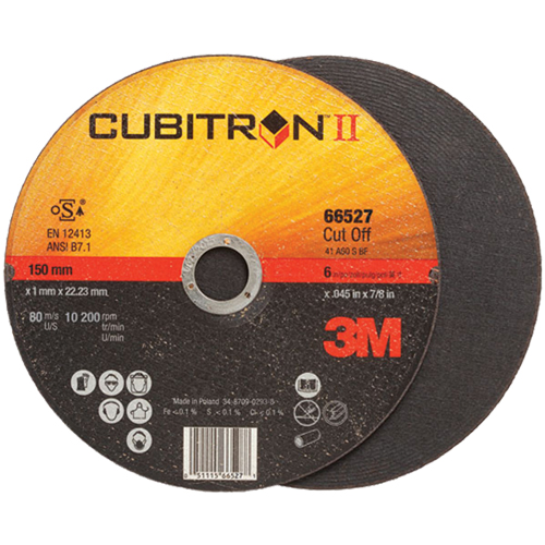 Meule &agrave; tronçonner Cubitron II, 4-1/2" x 0,04"/0,045", Arbre de 7/8", Type 27, C&eacute;ramique, 13 300 Tr/min Cintas