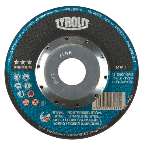 Meule &agrave; tronçonner 2-en-1 de premi&egrave;re qualit&eacute; Thincut, 4-1/2" x 0,045", Arbre de 7/8", Type 27, Oxyde d'aluminium, 13 300 Tr/min Cintas