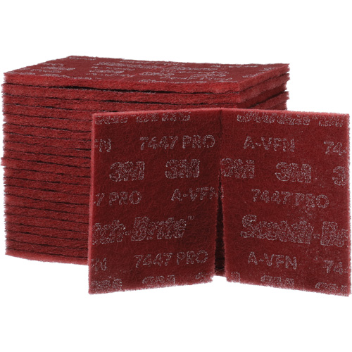 Tampons manuels Scotch-Brite 7447, Oxyde d'aluminium, 9" x 6", Grain Tr&egrave;s fin Cintas