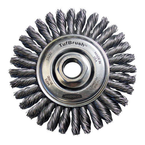 TufBrush Knot Wire Wheel Brush, 4" Dia., 0.02" Fill, 5/8"-11 Arbor, Steel Cintas