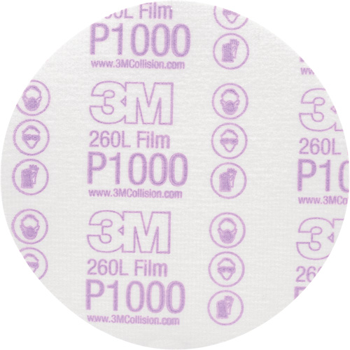 Hookit Finishing Film Disc, 6" Dia., P1000 Grit, Aluminum Oxide, Film Cintas