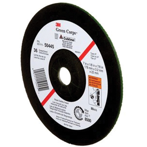 Meule &agrave; moyeu d&eacute;port&eacute; Green Corps, 7" x 1/8", Arbre 7/8", C&eacute;ramique, Type 27 Cintas