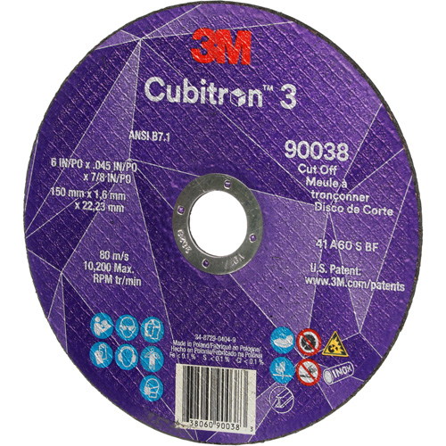 Cubitron 3 Cut-Off Wheel, 6" x 0.045", Type T27, Ceramic, 10200 RPM Cintas