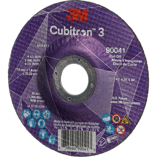 Cubitron 3 Cut-Off Wheel, 4-1/2" x 0.045", 7/8" Arbor, Type T27, Ceramic, 13300 RPM Cintas
