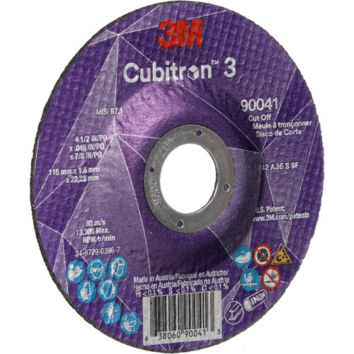 Cubitron 3 Cut-Off Wheel, 4-1/2" x 0.045", 7/8" Arbor, Type T27, Ceramic, 13300 RPM Cintas