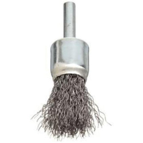 Brosse &agrave; fils cr&ecirc;p&eacute;s avec moyeu, 3/4", Fils 0,006", Tige 1/4" Cintas