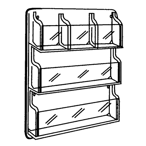 Literature Displays, Wall Mount, 9 Slots, Plastic, 30" W x 2" D x 36-7/8" H Cintas