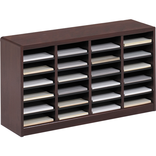 E-Z Stor&reg; Literature Organizer, Stationary, 24 Slots, Wood, 40" W x 11-3/4" D x 23" H Cintas