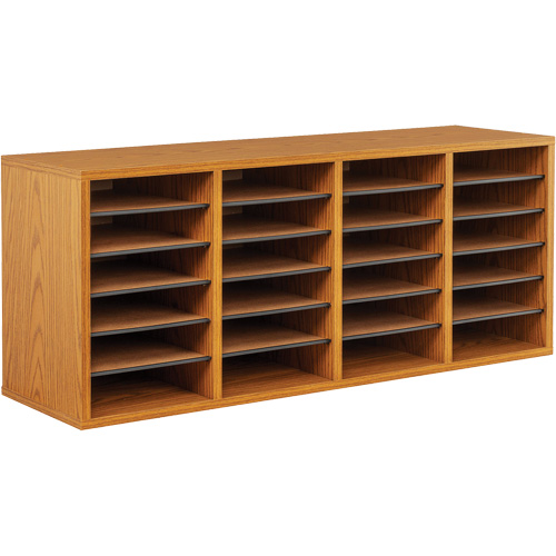Casier &agrave; compartiments r&eacute;glable pour documentation, Stationnaire, 24 fentes, Bois, 39-1/4" la x 11-3/4" p x 16-1/4" h Cintas