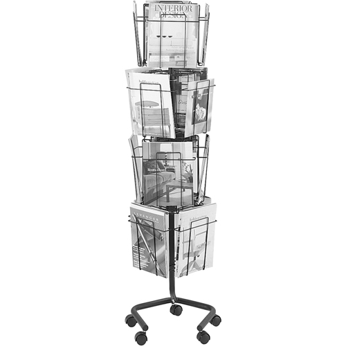 Pr&eacute;sentoirs pivotants pour documentation, Rotatif, 16 fentes, Fil m&eacute;tallique, 15" la x 15" p x 60" h Cintas