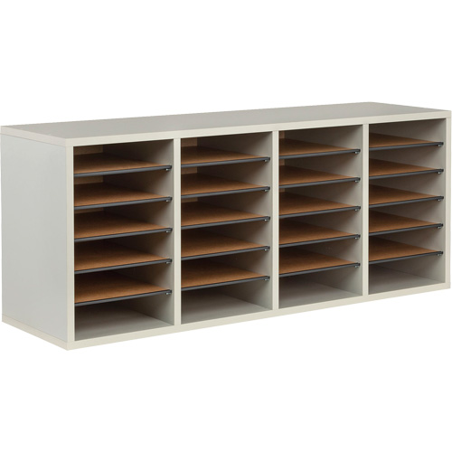 Casier &agrave; compartiments r&eacute;glable pour documentation, Stationnaire, 24 fentes, Bois, 39-1/4" la x 11-3/4" p x 16-1/4" h Cintas