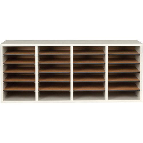 Casier &agrave; compartiments r&eacute;glable pour documentation, Stationnaire, 24 fentes, Bois, 39-1/4" la x 11-3/4" p x 16-1/4" h Cintas