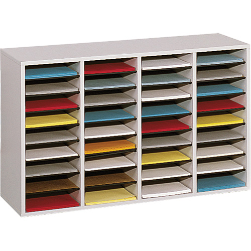 Casier &agrave; compartiments r&eacute;glable pour documentation, Stationnaire, 36 fentes, Bois, 39-1/4" la x 11-3/4" p x 24" h Cintas