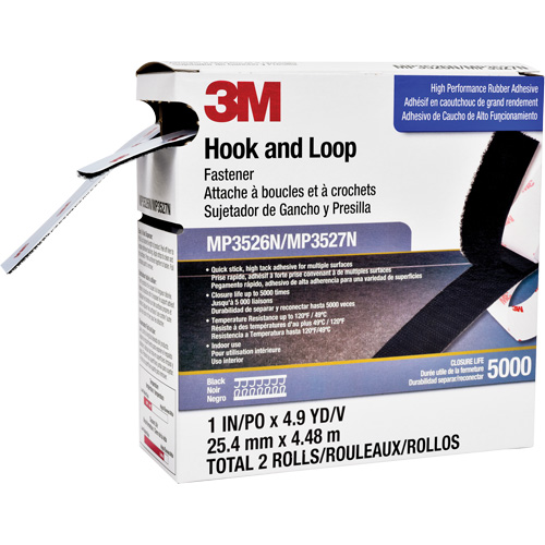 Reclosable Fastener, Hook & Loop, 5 yds x 1", Adhesive, Black Cintas