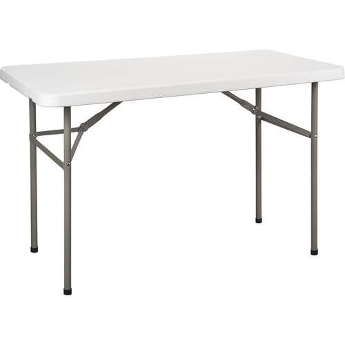 Folding Table, Rectangular, 48" L x 24" W, Polyethylene, White Cintas
