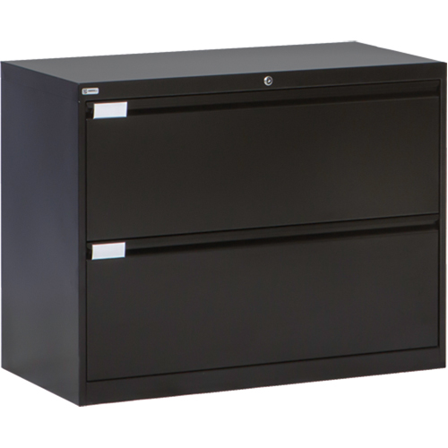 Lateral Filing Cabinet, Steel, 2 Drawers, 36" W x 18" D x 27-7/8" H, Black Cintas