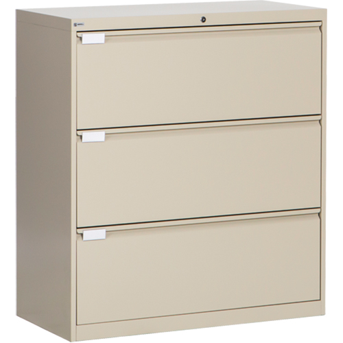 Lateral Filing Cabinet, Steel, 3 Drawers, 36" W x 18" D x 40-1/16" H, Beige Cintas