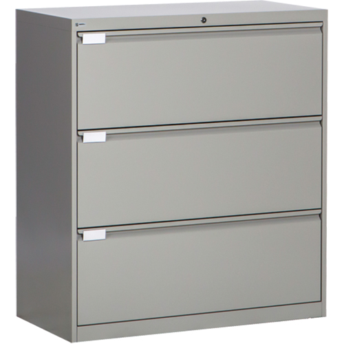 Classeur lat&eacute;ral, Acier, 3 tiroirs, 36" la x 18" p x 40-1/16" h, Gris Cintas