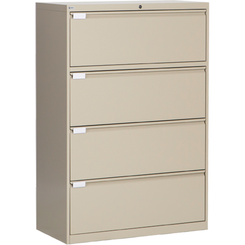 Lateral Filing Cabinet, Steel, 4 Drawers, 36" W x 18" D x 53-3/8" H, Beige Cintas